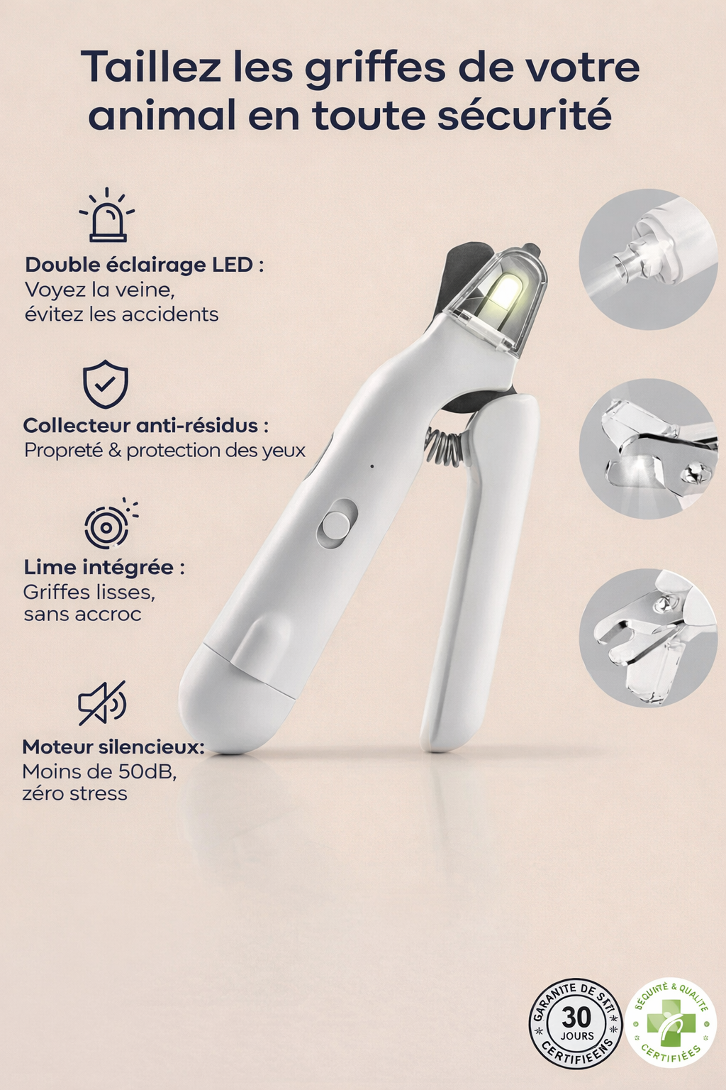 2 In 1 Pet Nail Clippers With Led Light Dog Cat Special Blood Line Scissors Multifunction Animals Paw Nail Trimmer Pet Supplies